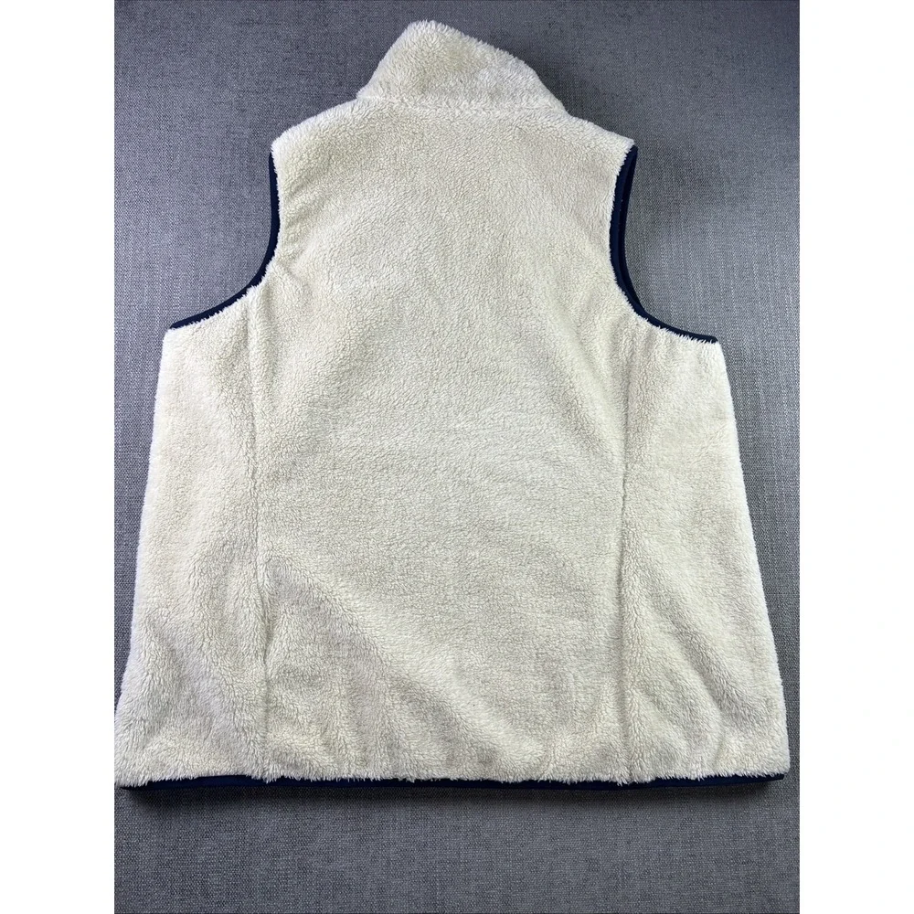 Orvis Sherpa Vest Womens XL Aztec Trim Cream White Full Zip Pockets Preppy‎